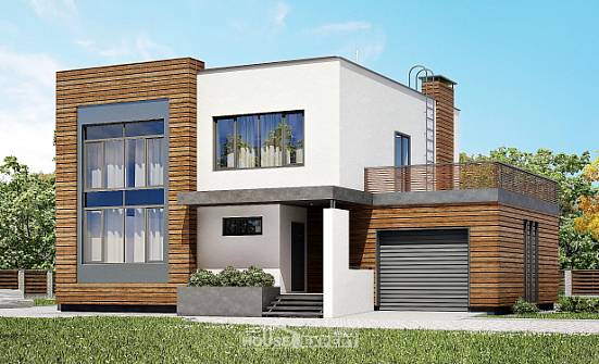 220-003-П Проект двухэтажного дома, гараж, средний домик из арболита Симферополь | Проекты домов от House Expert