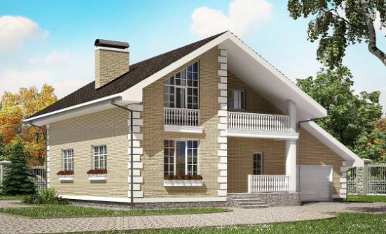 190-005-П Проект двухэтажного дома с мансардой и гаражом, средний загородный дом из блока Симферополь | Проекты домов от House Expert