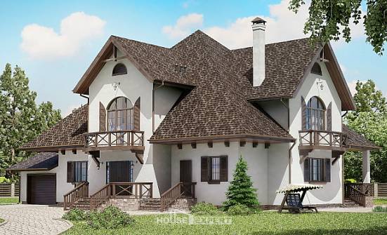 350-001-Л Проект двухэтажного дома с мансардой и гаражом, огромный загородный дом из арболита Симферополь | Проекты домов от House Expert