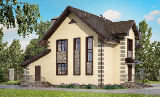 160-004-П Проект двухэтажного дома и гаражом, простой дом из арболита Симферополь | Проекты домов от House Expert