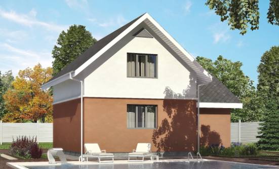 120-002-Л Проект двухэтажного дома с мансардой, гараж, уютный коттедж из бризолита Симферополь | Проекты домов от House Expert