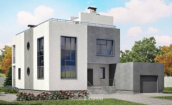 255-001-П Проект двухэтажного дома, гараж, уютный домик из газобетона Симферополь | Проекты домов от House Expert