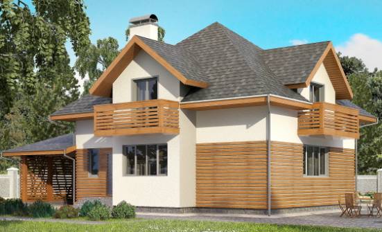 155-004-П Проект двухэтажного дома мансардой, гараж, недорогой дом из блока Симферополь | Проекты домов от House Expert