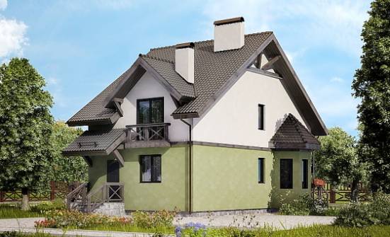 120-003-П Проект двухэтажного дома мансардой, экономичный загородный дом из твинблока Симферополь | Проекты домов от House Expert