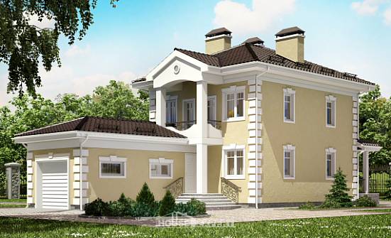 150-006-Л Проект двухэтажного дома и гаражом, уютный домик из блока Симферополь | Проекты домов от House Expert
