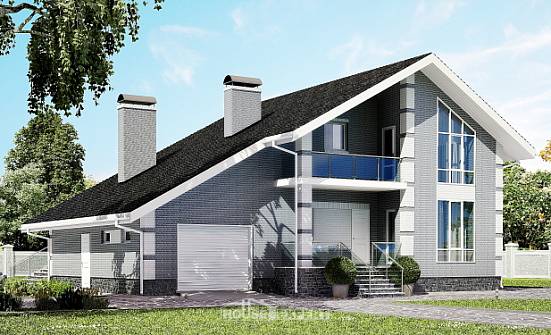 190-006-Л Проект двухэтажного дома с мансардой, гараж, просторный загородный дом из бризолита Симферополь | Проекты домов от House Expert