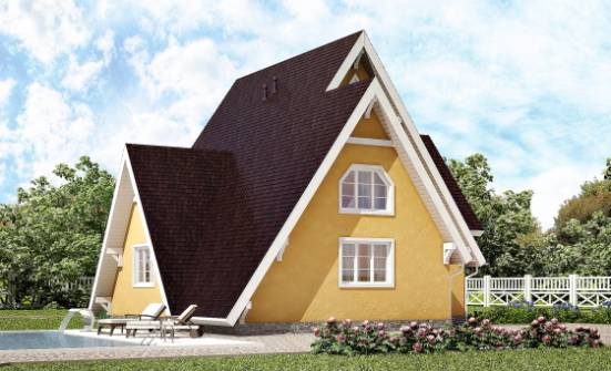 155-008-П Проект двухэтажного дома мансардой, компактный коттедж из бревен Симферополь | Проекты домов от House Expert