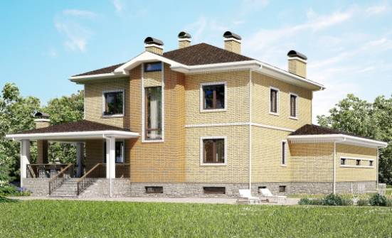 350-002-Л Проект трехэтажного дома, гараж, классический домик из кирпича Симферополь | Проекты домов от House Expert