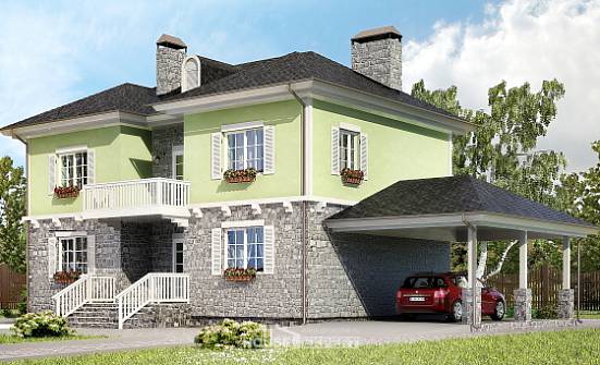155-006-П Проект двухэтажного дома и гаражом, бюджетный дом из керамзитобетонных блоков Симферополь | Проекты домов от House Expert