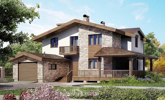220-001-П Проект двухэтажного дома мансардой, гараж, просторный загородный дом из арболита Симферополь | Проекты домов от House Expert