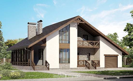 265-001-П Проект двухэтажного дома с мансардным этажом, гараж, классический домик из газобетона Симферополь | Проекты домов от House Expert