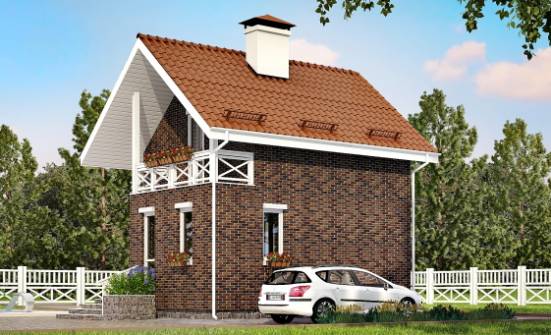 045-001-Л Проект двухэтажного дома с мансардным этажом, миниатюрный дом из теплоблока Симферополь | Проекты домов от House Expert