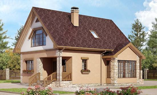 140-002-П Проект двухэтажного дома с мансардой, красивый дом из пеноблока Симферополь | Проекты домов от House Expert
