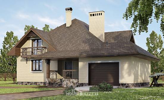 275-003-П Проект двухэтажного дома с мансардой, гараж, классический домик из кирпича Симферополь | Проекты домов от House Expert