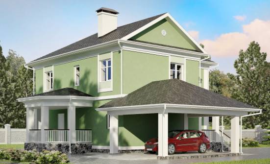 170-001-Л Проект двухэтажного дома, гараж, скромный коттедж из газобетона Симферополь | Проекты домов от House Expert