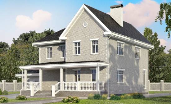 190-001-Л Проект двухэтажного дома и гаражом, простой коттедж из кирпича Симферополь | Проекты домов от House Expert