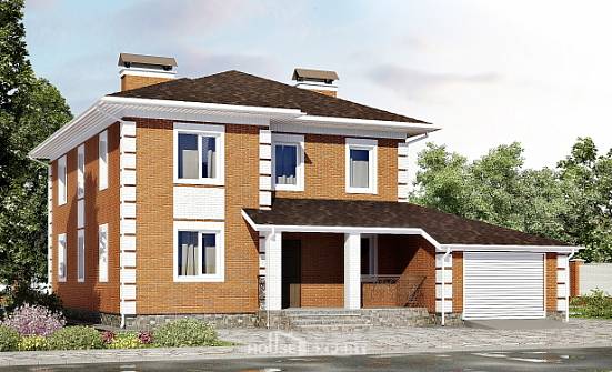 220-004-Л Проект двухэтажного дома, гараж, просторный коттедж из кирпича Симферополь | Проекты домов от House Expert