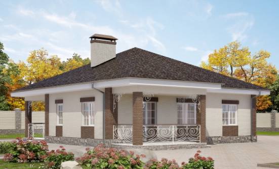 100-004-Л Проект одноэтажного дома, уютный загородный дом из блока Симферополь | Проекты домов от House Expert