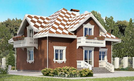 155-003-Л Проект двухэтажного дома мансардный этаж, гараж, красивый домик из арболита Симферополь | Проекты домов от House Expert