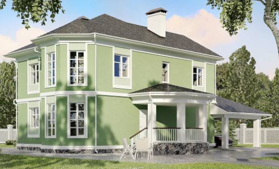 170-001-Л Проект двухэтажного дома, гараж, скромный коттедж из газобетона Симферополь | Проекты домов от House Expert