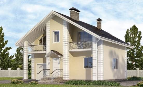 150-002-Л Проект двухэтажного дома мансардой, гараж, современный загородный дом из бризолита Симферополь | Проекты домов от House Expert
