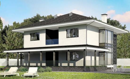 245-002-П Проект двухэтажного дома, гараж, уютный дом из теплоблока Симферополь | Проекты домов от House Expert