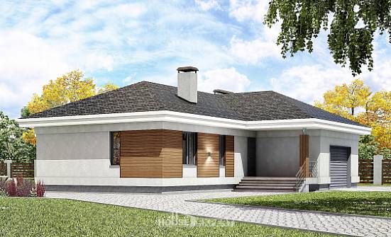 165-001-П Проект одноэтажного дома и гаражом, недорогой загородный дом из газосиликатных блоков Симферополь | Проекты домов от House Expert