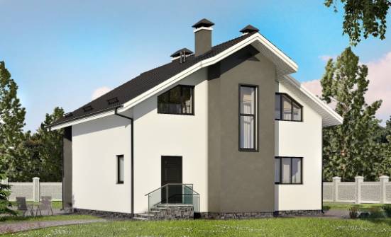150-005-Л Проект двухэтажного дома с мансардным этажом, небольшой загородный дом из поризованных блоков Симферополь | Проекты домов от House Expert
