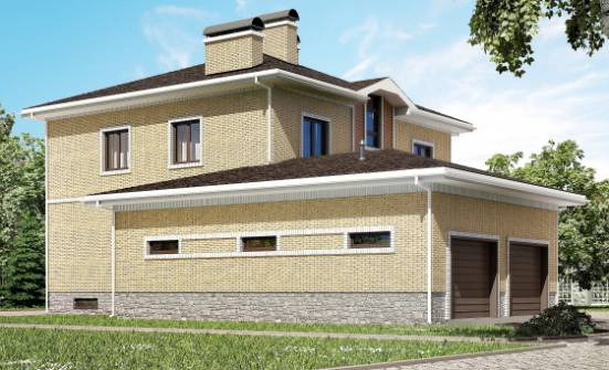 350-002-Л Проект трехэтажного дома, гараж, классический домик из кирпича Симферополь | Проекты домов от House Expert