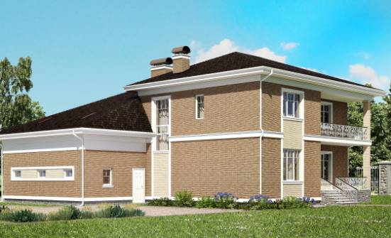 335-002-П Проект двухэтажного дома и гаражом, классический домик из кирпича Симферополь | Проекты домов от House Expert