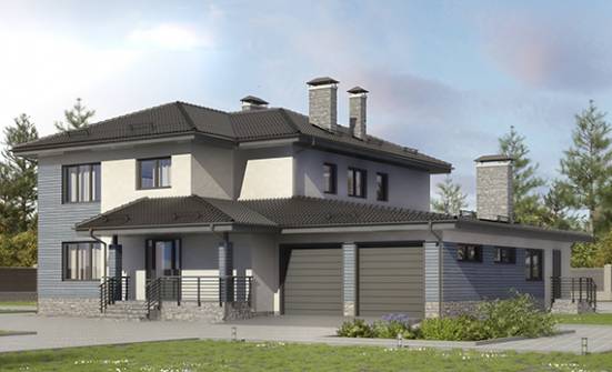 340-005-П Проект двухэтажного дома, гараж, большой загородный дом из керамзитобетонных блоков Симферополь | Проекты домов от House Expert