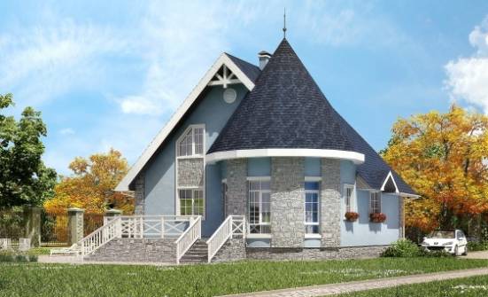 170-003-П Проект двухэтажного дома с мансардой, недорогой коттедж из твинблока Симферополь | Проекты домов от House Expert