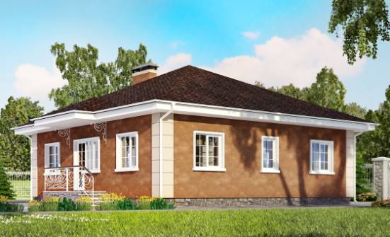 100-001-Л Проект одноэтажного дома, красивый загородный дом из поризованных блоков Симферополь | Проекты одноэтажных домов от House Expert