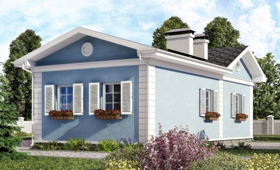 090-004-П Проект одноэтажного дома, бюджетный коттедж из бризолита Симферополь | Проекты домов от House Expert
