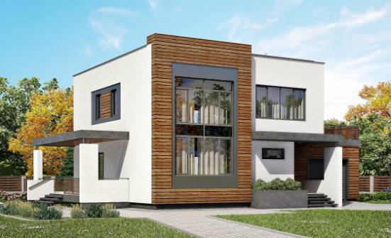 220-003-П Проект двухэтажного дома, гараж, средний домик из арболита Симферополь | Проекты домов от House Expert