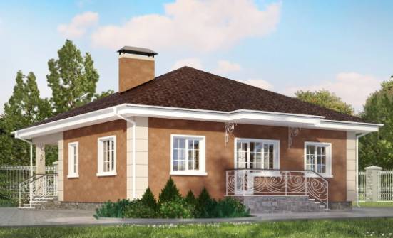 100-001-Л Проект одноэтажного дома, красивый загородный дом из поризованных блоков Симферополь | Проекты одноэтажных домов от House Expert