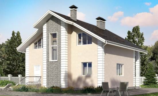 150-002-П Проект двухэтажного дома с мансардой и гаражом, бюджетный домик из арболита Симферополь | Проекты домов от House Expert