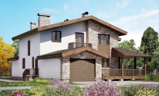 220-001-П Проект двухэтажного дома мансардой, гараж, просторный загородный дом из арболита Симферополь | Проекты домов от House Expert