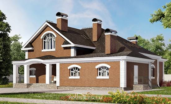 400-003-П Проект двухэтажного дома мансардой, большой дом из газобетона Симферополь | Проекты домов от House Expert
