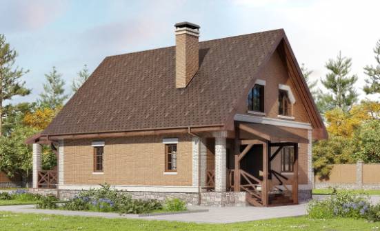 160-011-Л Проект двухэтажного дома с мансардой, компактный дом из поризованных блоков Симферополь | Проекты домов от House Expert