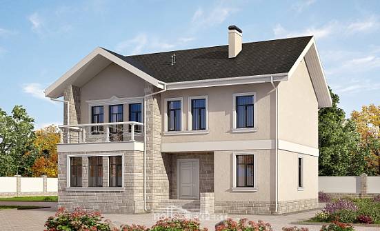 170-008-Л Проект двухэтажного дома, доступный коттедж из поризованных блоков Симферополь | Проекты домов от House Expert