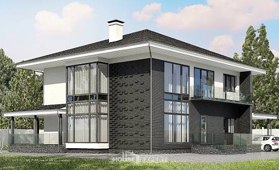 245-002-П Проект двухэтажного дома, гараж, уютный дом из теплоблока Симферополь | Проекты домов от House Expert