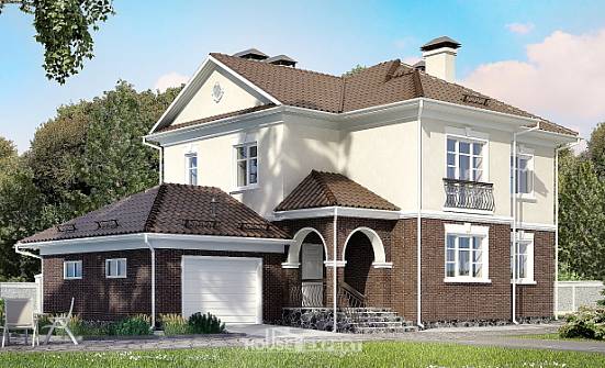 190-002-Л Проект двухэтажного дома и гаражом, простой дом из блока Симферополь | Проекты домов от House Expert