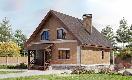160-011-Л Проект двухэтажного дома с мансардой, компактный дом из поризованных блоков Симферополь | Проекты домов от House Expert