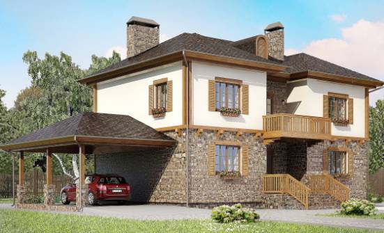 155-006-Л Проект двухэтажного дома, гараж, небольшой коттедж из арболита Симферополь | Проекты домов от House Expert