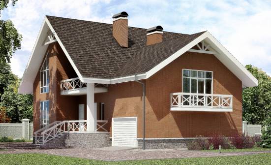215-001-П Проект двухэтажного дома мансардой, гараж, красивый дом из твинблока Симферополь | Проекты домов от House Expert