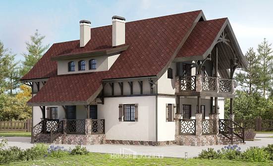 180-014-П Проект двухэтажного дома с мансардой, бюджетный дом из блока Симферополь | Проекты домов от House Expert