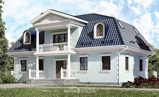 210-004-Л Проект двухэтажного дома с мансардой, классический домик из газосиликатных блоков Симферополь | Проекты домов от House Expert