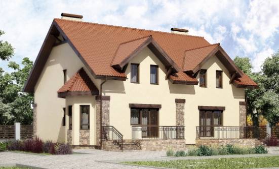 240-001-П Проект двухэтажного дома с мансардой, красивый домик из поризованных блоков Симферополь | Проекты домов от House Expert