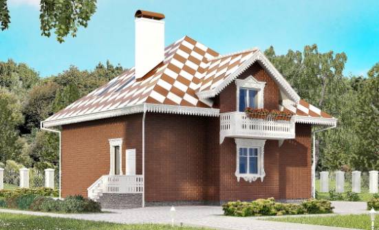 155-003-Л Проект двухэтажного дома мансардный этаж, гараж, красивый домик из арболита Симферополь | Проекты домов от House Expert